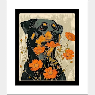 Rottweiler Dog Flowers Photo Art Design For Dog Onwer Posters and Art